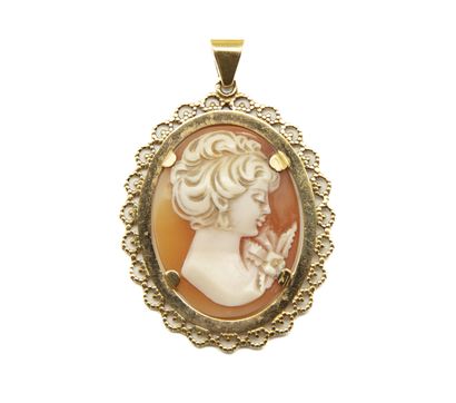 null Pendant with a cameo surrounded by a yellow gold ring
Gross weight : 7,21 g...