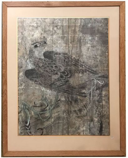 null Ecole de Soga CHOKUAN - Japon
Faucon 
Peinture sur papier (fragment)
54,5 x...