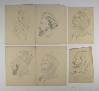 null Pierre CAMIN (1908 - 1996)
Suite de 6 CROQUIS de figurant des portraits d'homme....