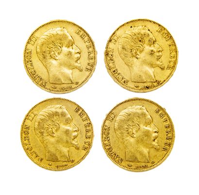 null 4 coins of 20 francs gold with the effigy of the Emperor Napoleon III (1859,...