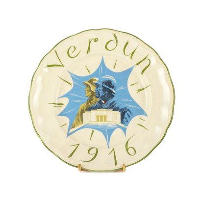 null LUNEVILLE 
Plate in polychrome enamelled earthenware commemorating the 60th...