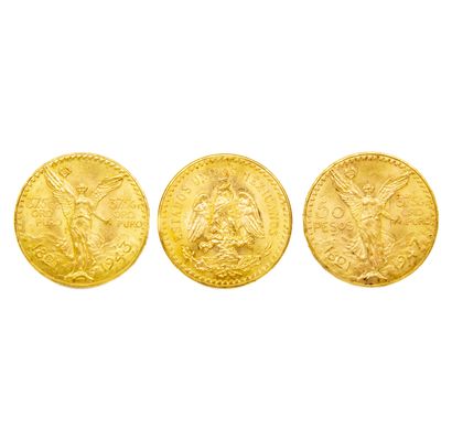 3 pièces 50 pesos or (1943,1947)
Poids :...