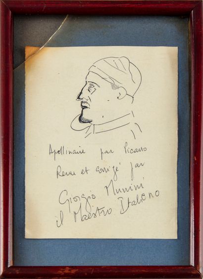 null ECOLE ITALIENNE DU XXe
Portrait d'Apollinaire d'après Picasso
Dessin 
13 x 10,5...