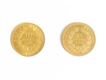 null Two coins of 10 francs gold with the effigy of the Emperor Napoleon III (1858/1866)
Weight...
