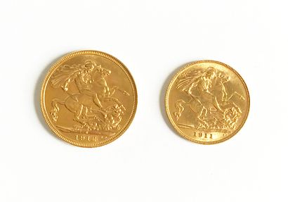 null Two English gold coins
Half Sovereign gold - Head of George V - 1912 - D. :...