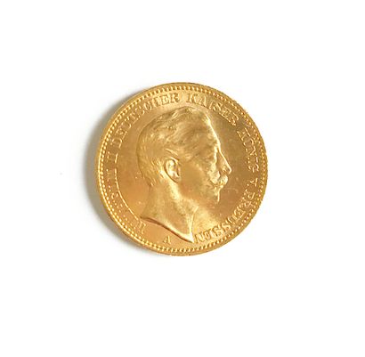 A 20 mark gold coin - Head of Wilhelm II...