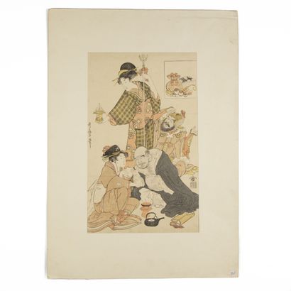 null Kitagawa Utamaro (1753?-1806),
Oban tate-e, partie de triptyque, les sept dieux...