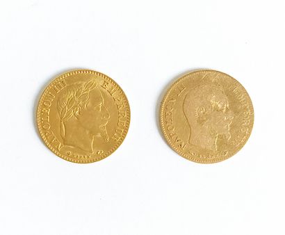 Deux pièces de 10 francs or à l'effigie de...
