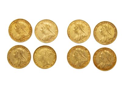8 pièces souverains or comprenant 7 pièces...