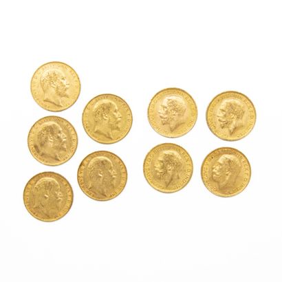 9 coins sovereign gold including 5 coins...