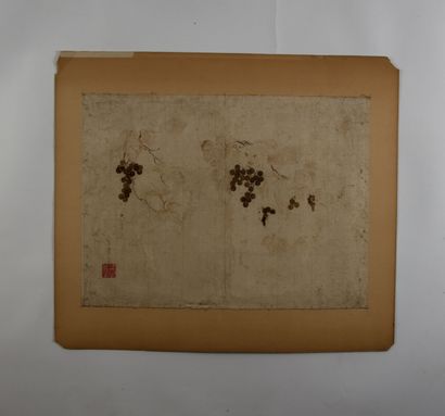 null JAPON - XIXe siècle
Ensemble comprenant:
- Chuban tate-e, grue et pin. Signé...