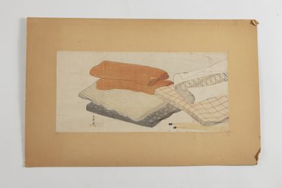 null Ensemble comprenant :
- Katsukawa Shunsho (1726-1792), long surimono, piles...