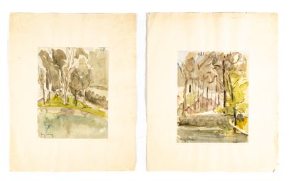 null Pierre CAMIN (1908 - 1996)
Le sous-bois
Deux aquarelles sur papier, signées...