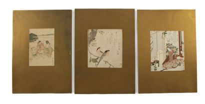 null Utagawa Toyohiro (1773 -1828)
- Surimono, shikishiban, jeune femme lisant un...