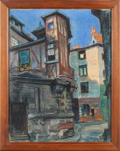 null Pierre LE TRIVIDIC (1898-1960)
Rue du Marché à (?)
Pastel, signé, daté et situé...