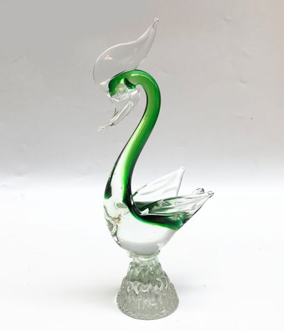 null Statuette de cygne en verre soufflé dans le goût de Venise
H. : 29 cm