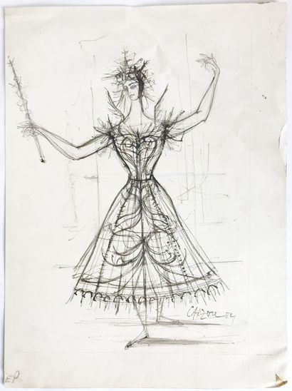 null Jean CARZOU (1907 - 2000)
Costume pour le ballet Giselle
Dessin à l'encre sur...