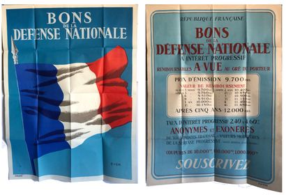 null Jean EVEN et HAVAS
Bons de la Défense Nationale 
Deux affiches 
60 x 81 cm ...