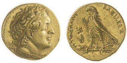 EGYPTE Ptolémée II (285-246). Pentadrachme d'or (17,79 g.) frappé à Alexandrie et...