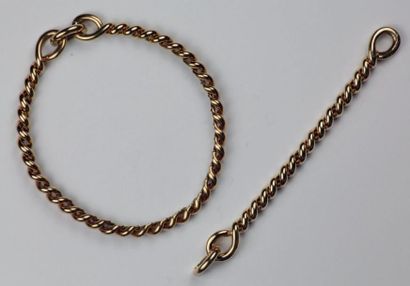 HERMES Parure d'or jaune modèle " Torsade ", longueur du collier 38 cm, longueur...