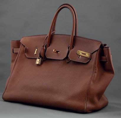 HERMES Paris Sac "Birkin" 35 cm, en cuir, attaches et fermoir plaqué or, double poignée,...