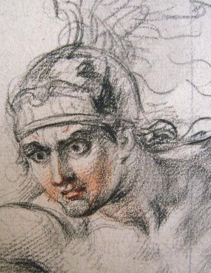 CHARLES-ANTOINE COYPEL (1694-1752) Etude de figure casquée tenant une épée Pierre...