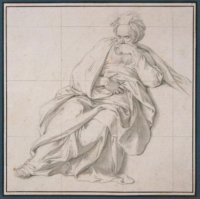 CHARLES-ANTOINE COYPEL (1694-1752) Etude de figure orientale Pierre noire et estompe...