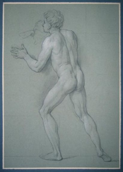 CHARLES-ANTOINE COYPEL (1694-1752) Etude de figure en piedsoutenant un mourant Pierre...