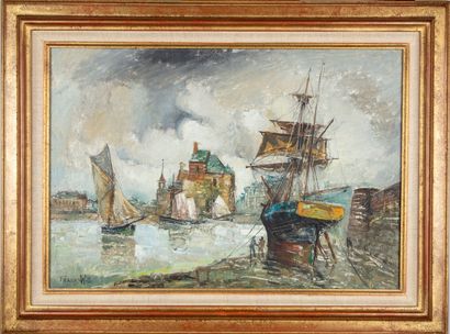 null FRANK-WILL (1900-1951)
Voilliers au port 
Oil on canvas signed lower left 
38.5...