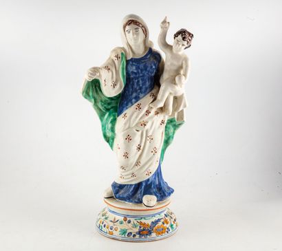 null Virgin and Child in glazed earthenware with polychrome decoration 
Late 19th...