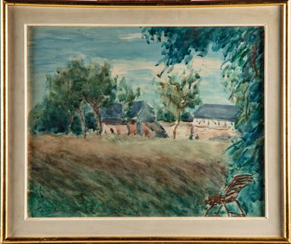 null Léonard BORDES (1898-1969)
The farm
Watercolor on paper, signed lower left
36...