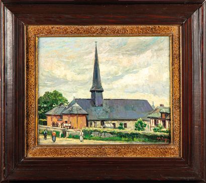 null Adrien SEGERS (1876-1950)
Church in Quevillon
Oil on canvas pasted on cardboard,...