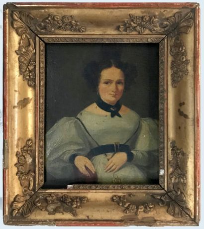 null FRENCH SCHOOL circa 1840
Portrait of a Woman with a Lorgnon 
Oil on panel, monogrammed...