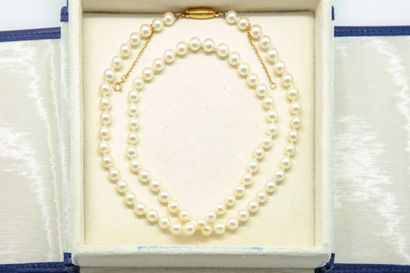 null Schoker cultured pearl necklace with yellow gold clasp in original box
Gross...