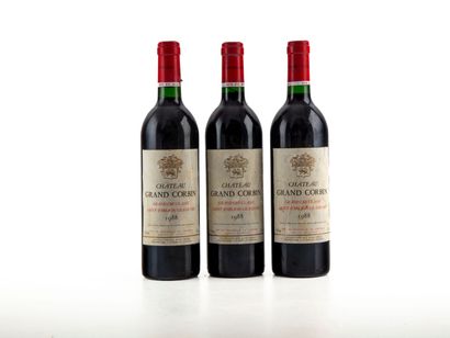 null 3 bouteilles Chateau Grand Corbin, Saint Emilion Grand cru classé, 1988