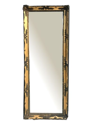 null Large high mirror in wood and gilded stucco with black relacquered foliage motifs
18th...