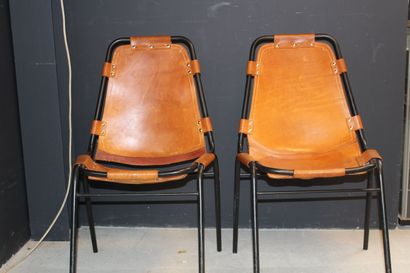 null Charlotte PERRIAND (1903-1999)
Pair of "Les Arcs" chairs (designed circa 1960),...