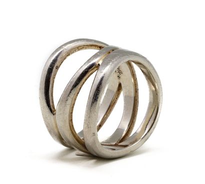 null CHRISTOFLE 
Silver ring, "Rivage" model, formed by three sinuous rings joined...