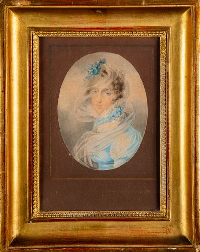 null D'après Jean-Baptiste ISABEY (1767-1855)
Portrait de la reine Hortense
Aquarelle...