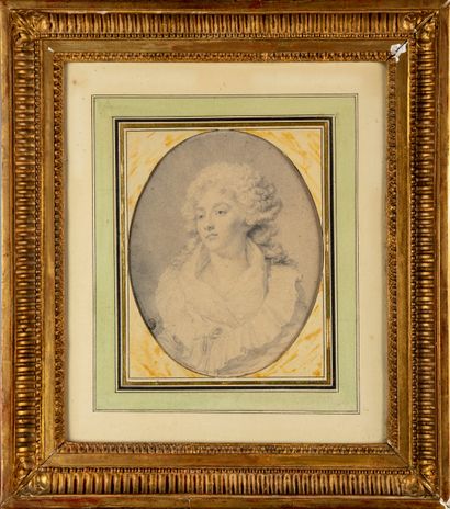 null ECOLE FRANCAISE vers 1800
Portrait de jeune femme
Crayon noir
Ovale: 19 x 15...