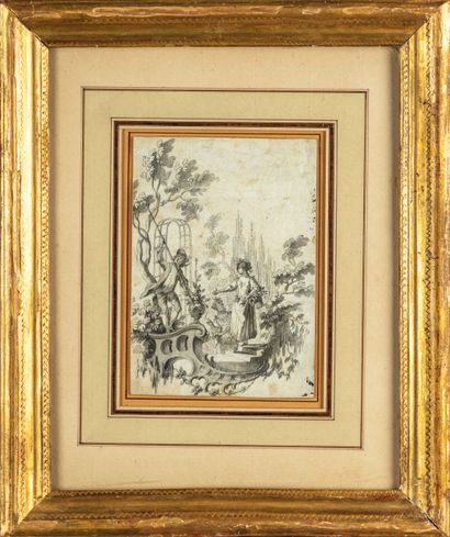 null Attribué à Charles EISEN (1720-1778)
Amusement champêtre, une paire
Plume et...
