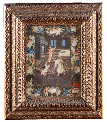 null ECOLE ITALIENNE du XVIIe
Jésus charpentier
Gouache sur vélin
12 x 8,5 cm