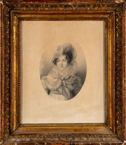 null D'après Eugène ISABEY
Portrait de la reine Hortense 
Gravure en couleur
27 x...