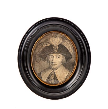 null ECOLE FRANCAISE de la FIN du XVIIIe
Portrait d'homme au chapeau à plumes
Gravure...
