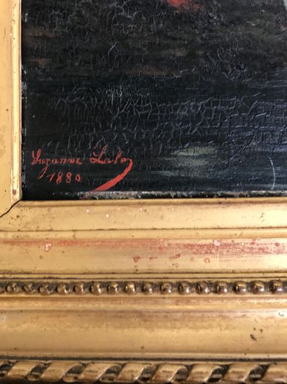 null ECOLE FRANCAISE vers 1880
Paysage à la chaumière
Huile sur panneau, signée Suzanne...