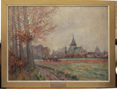 Robert-Antoine PINCHON (1886-1943) L'Eglise de Bois Guillaume Huile sur toile datée...