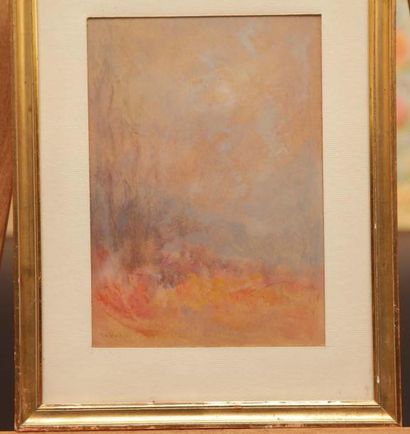 Maurice LOUVRIER (1878-1954) Paysage Pastel et huile