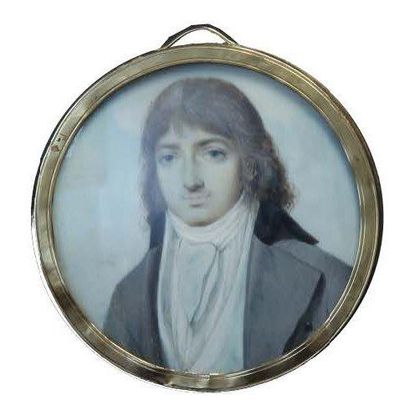 Ecole FRANCAISE vers 1800 Portrait d'homme au manteau à colde velours Diamètre 5,7...