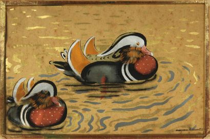 null Manzana PISSARO Les canards mandarins. Pochoir.