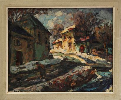 null Maurice VAGH-WEINMANN (1876 - 1940). Le village enneigé. Huile sur toile signée...